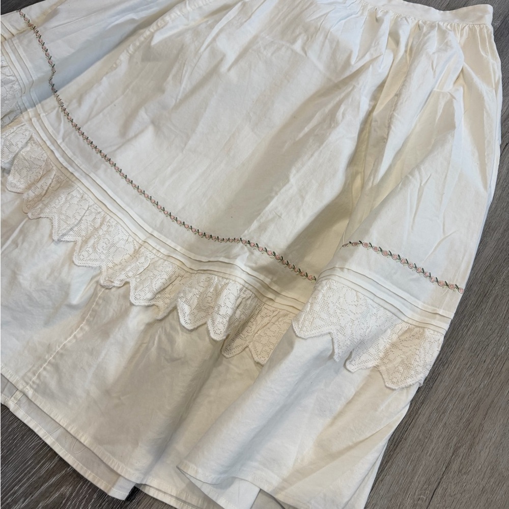 Free People Ivory High-Low Skirt with Embroidered Details - Picture 2 of 5